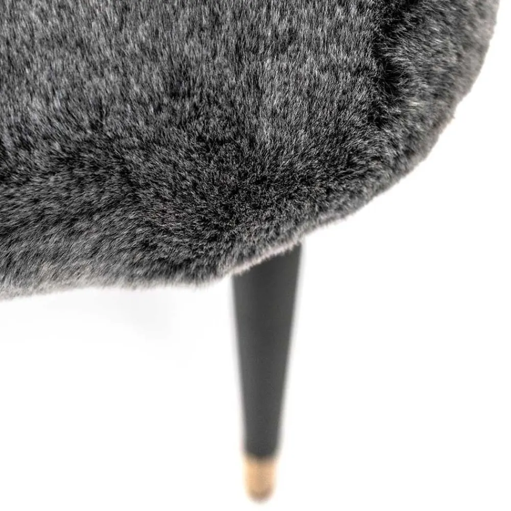 Wohnen Stühle<Hochwertiger Design Stuhl aus Kunstfell in Grau - Zarodrana