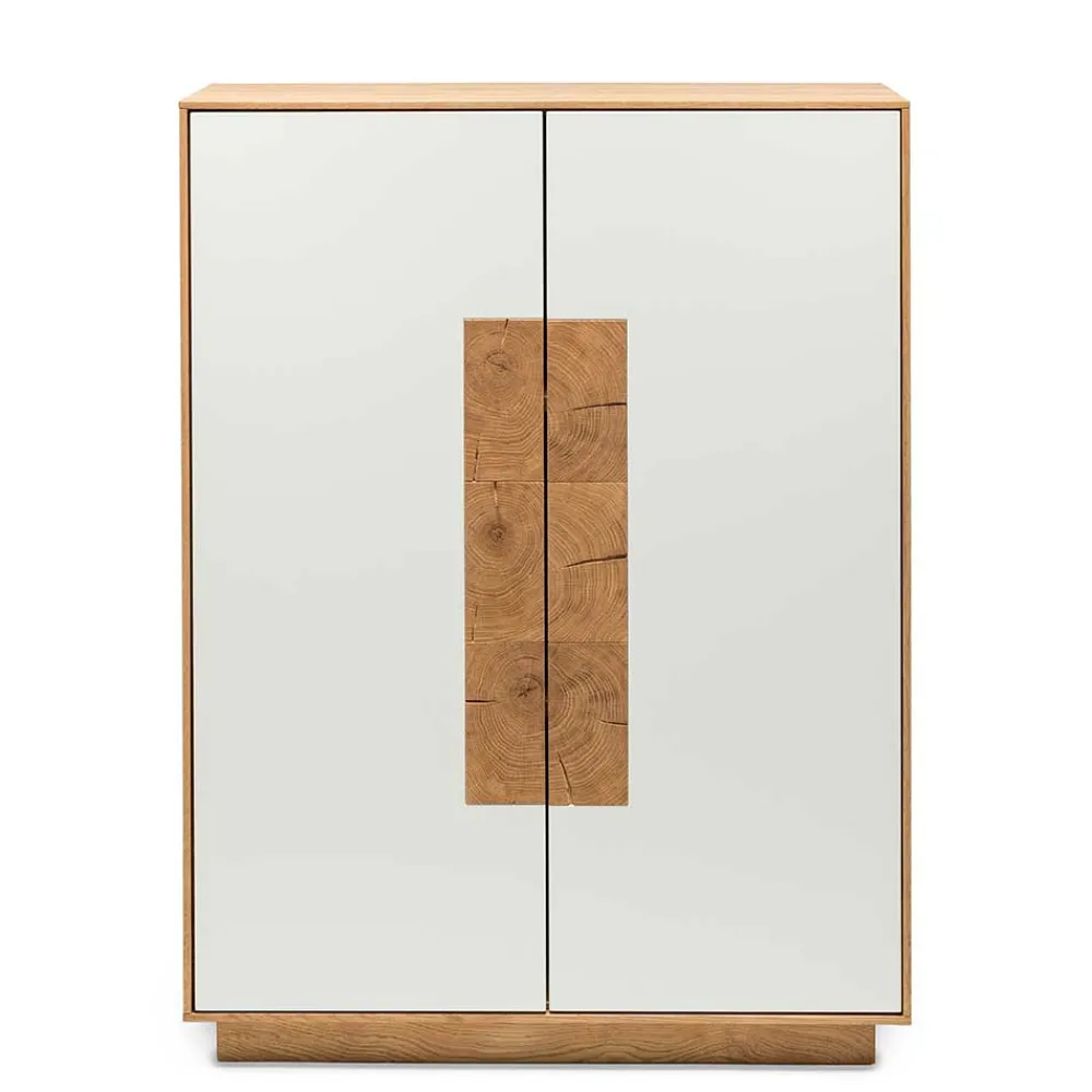 Wohnen Highboards<Hochwertiges Highboard in Weiß & Eiche - Smonia