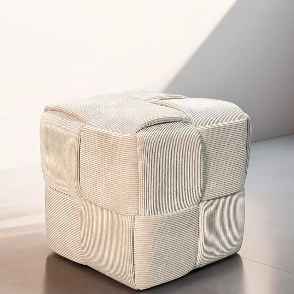 Wohnen Hocker<Hocker Pouf in Beige Cordbezug - Salvita III