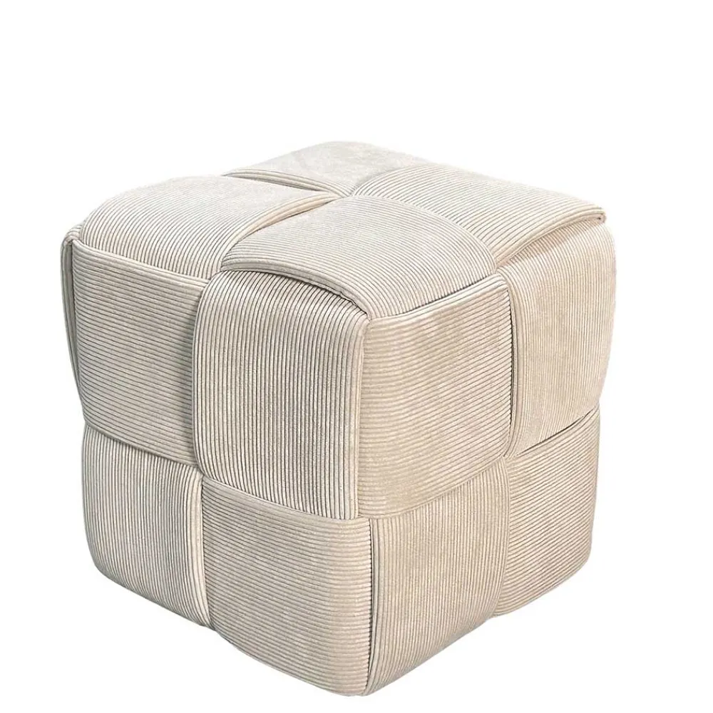 Wohnen Hocker<Hocker Pouf in Beige Cordbezug - Salvita III