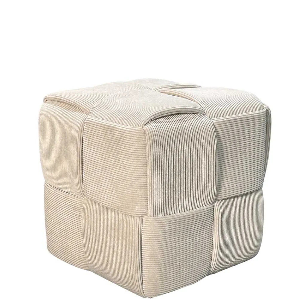 Wohnen Hocker<Hocker Pouf in Beige Cordbezug - Salvita III