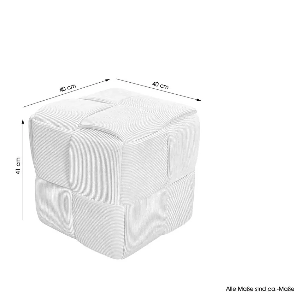 Wohnen Hocker<Hocker Pouf in Beige Cordbezug - Salvita III