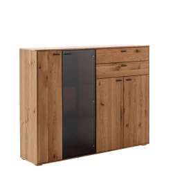 Wohnen Sideboards|Highboards<Hohes Sideboard mit Glaseinsatz und LED - Drinidad