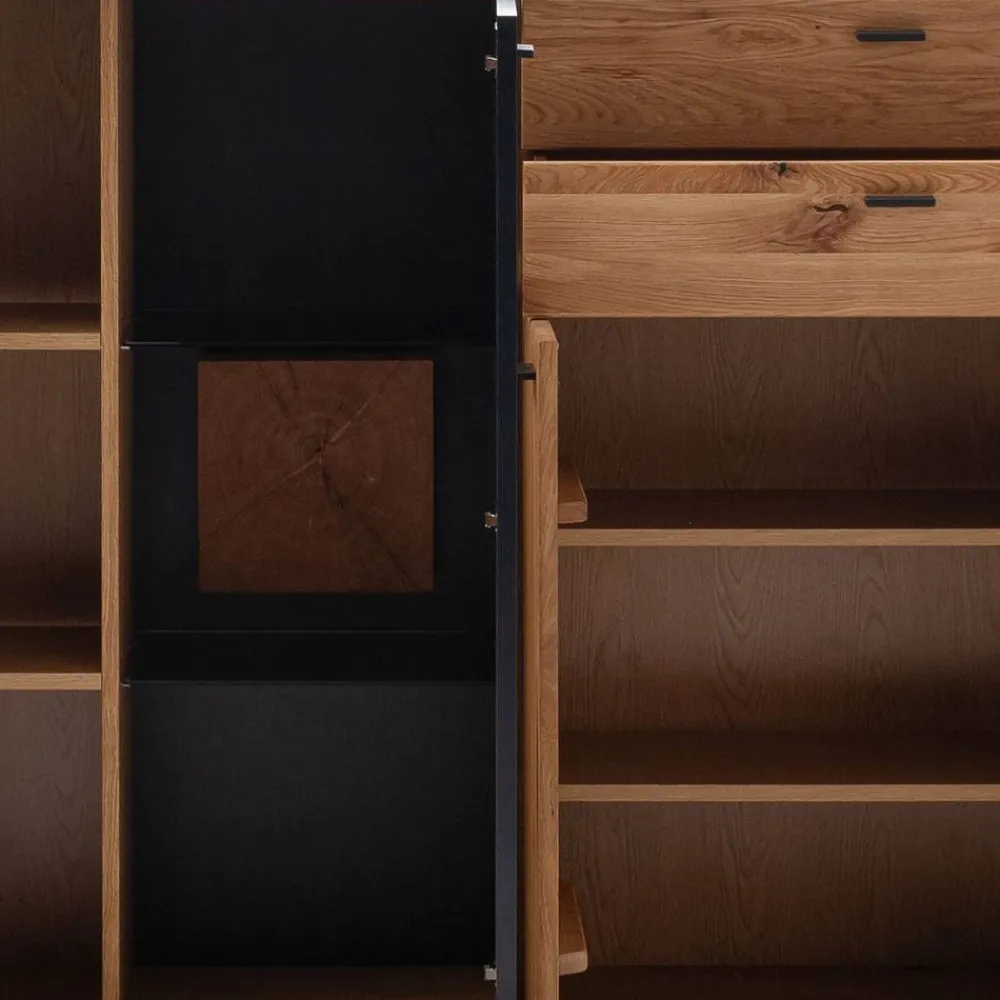 Wohnen Sideboards|Highboards<Hohes Sideboard mit Glaseinsatz und LED - Drinidad