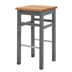 Wohnen Hocker<Holz Barhocker in Grau und Kiefer Lauge - Ziamora