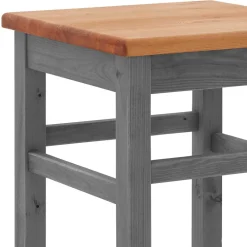 Wohnen Hocker<Holz Barhocker in Grau und Kiefer Lauge - Ziamora