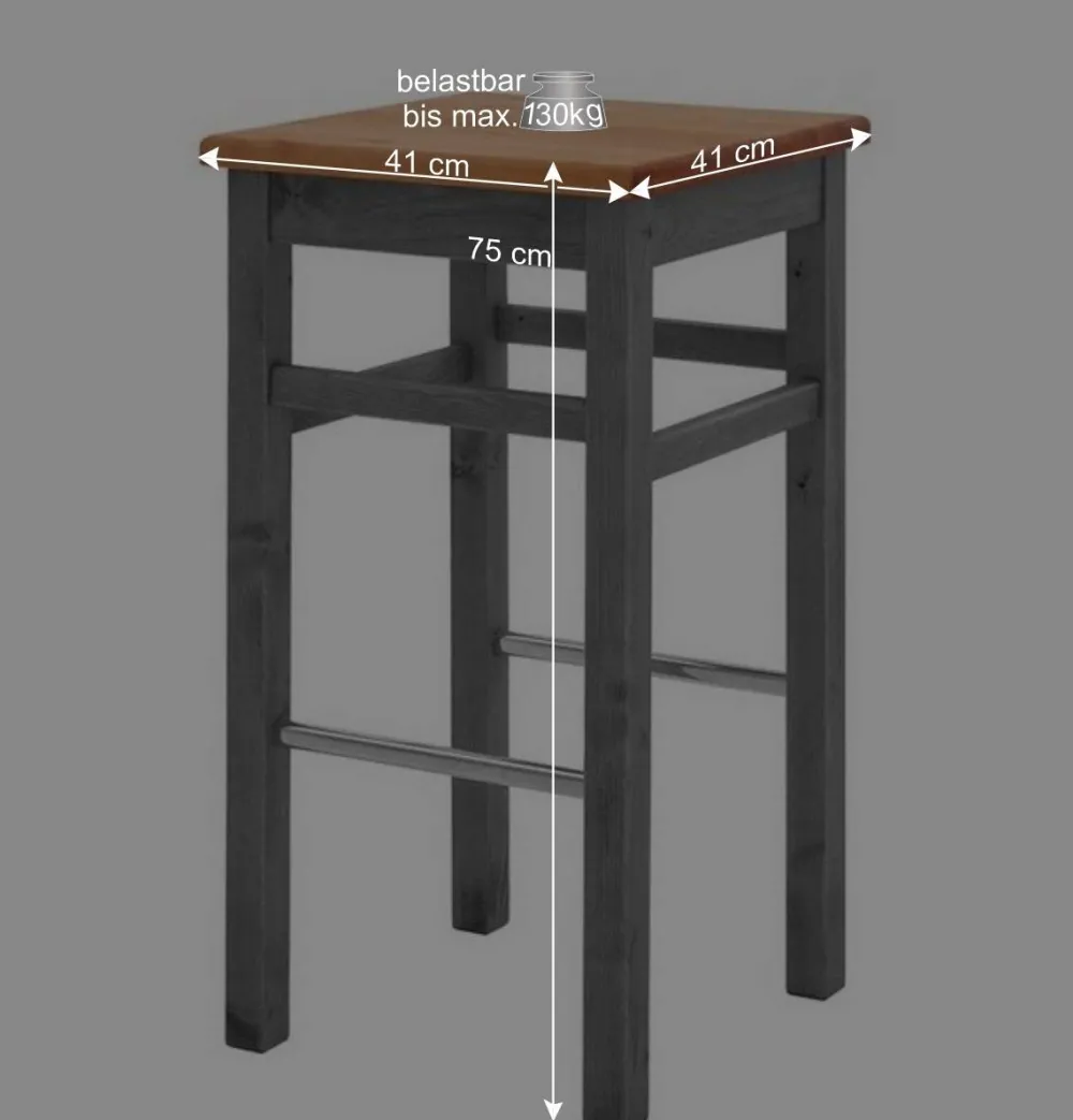 Wohnen Hocker<Holz Barhocker in Grau und Kiefer Lauge - Ziamora