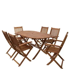 Wohnen Sitzgruppe<Holz Gartenmöbel klappbar - Tarina (siebenteilig)