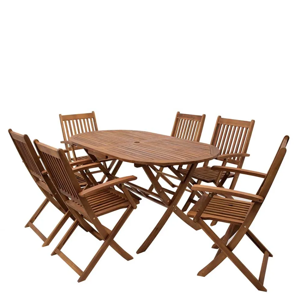 Wohnen Sitzgruppe<Holz Gartenmöbel klappbar - Tarina (siebenteilig)
