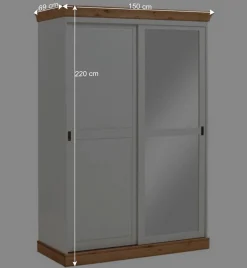 Wohnen Kleiderschränke<Holz Schrank mit Schiebetüren & Spiegel - Sibiuta