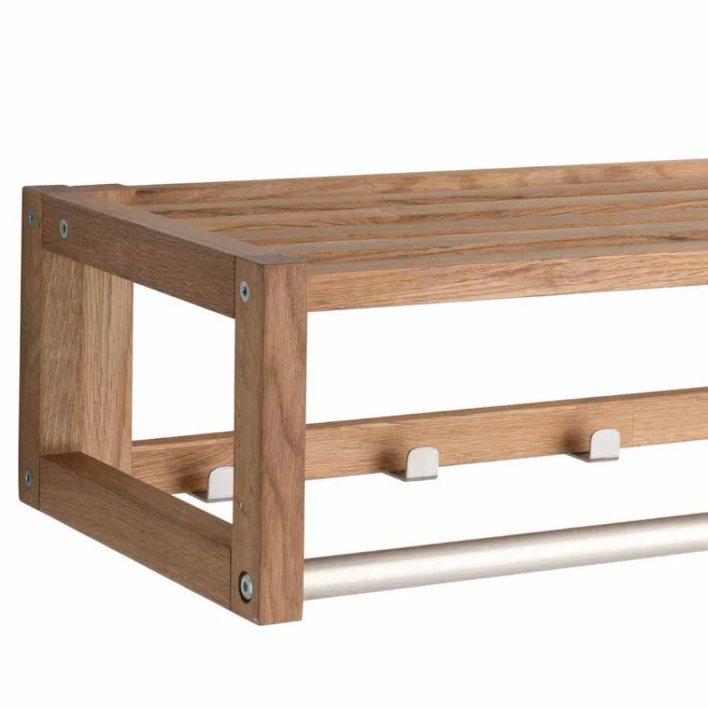 Wohnen Garderoben<Holz Wand-Garderobe aus geölter Eiche - Helvana