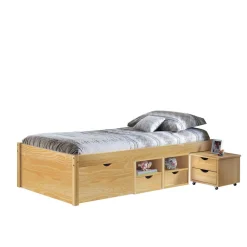 Wohnen Betten<Holzbett Francena mit Schubladen (zweiteilig)