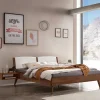 Wohnen Betten<Holzbett in Nussbaum Braun mit Weiß - Bacaro