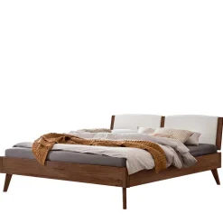 Wohnen Betten<Holzbett in Nussbaum Braun mit Weiß - Bacaro