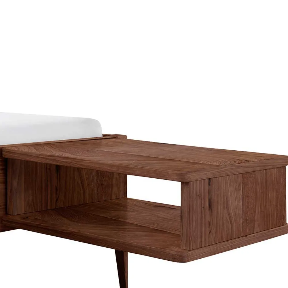 Wohnen Betten<Holzbett in Nussbaum Braun mit Weiß - Bacaro