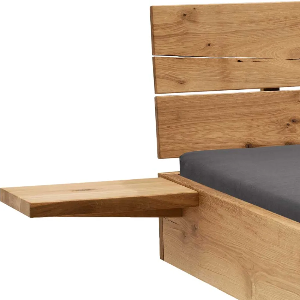 Wohnen Betten<Holzbett in Schwebeoptik aus Wildeiche - Moby (dreiteilig)