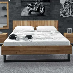 Wohnen Betten<Holzbett Manzey aus Wildeiche Massivholz