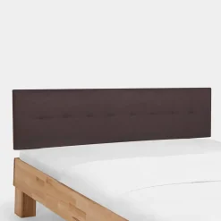 Wohnen Betten<Holzbett massiv Wins mit Polster-Kopfteil Kunstleder Dunkelbraun
