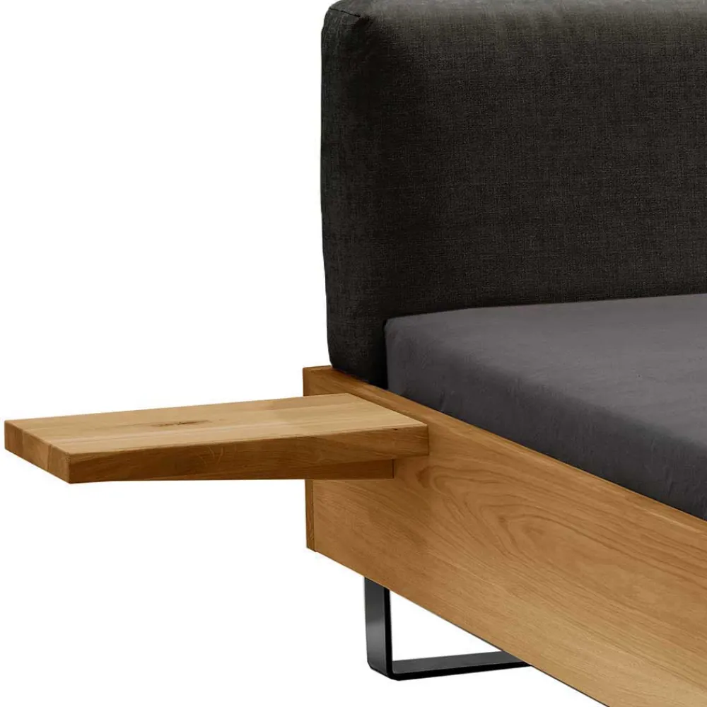 Wohnen Betten<Holzbett mit Chenille Kopfteil & Nachttische - Nadescha (dreiteilig)