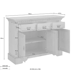 Wohnen Sideboards<Holzkommode in Cremefarben gewachst - Rospus