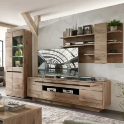Wohnen Wohnwände<Holzoptik TV Anbauwand Set - Zelio (dreiteilig)