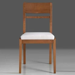 Wohnen Stühle<Holzstuhl mit Sitzpolster in Creme Stoff - Altagracia