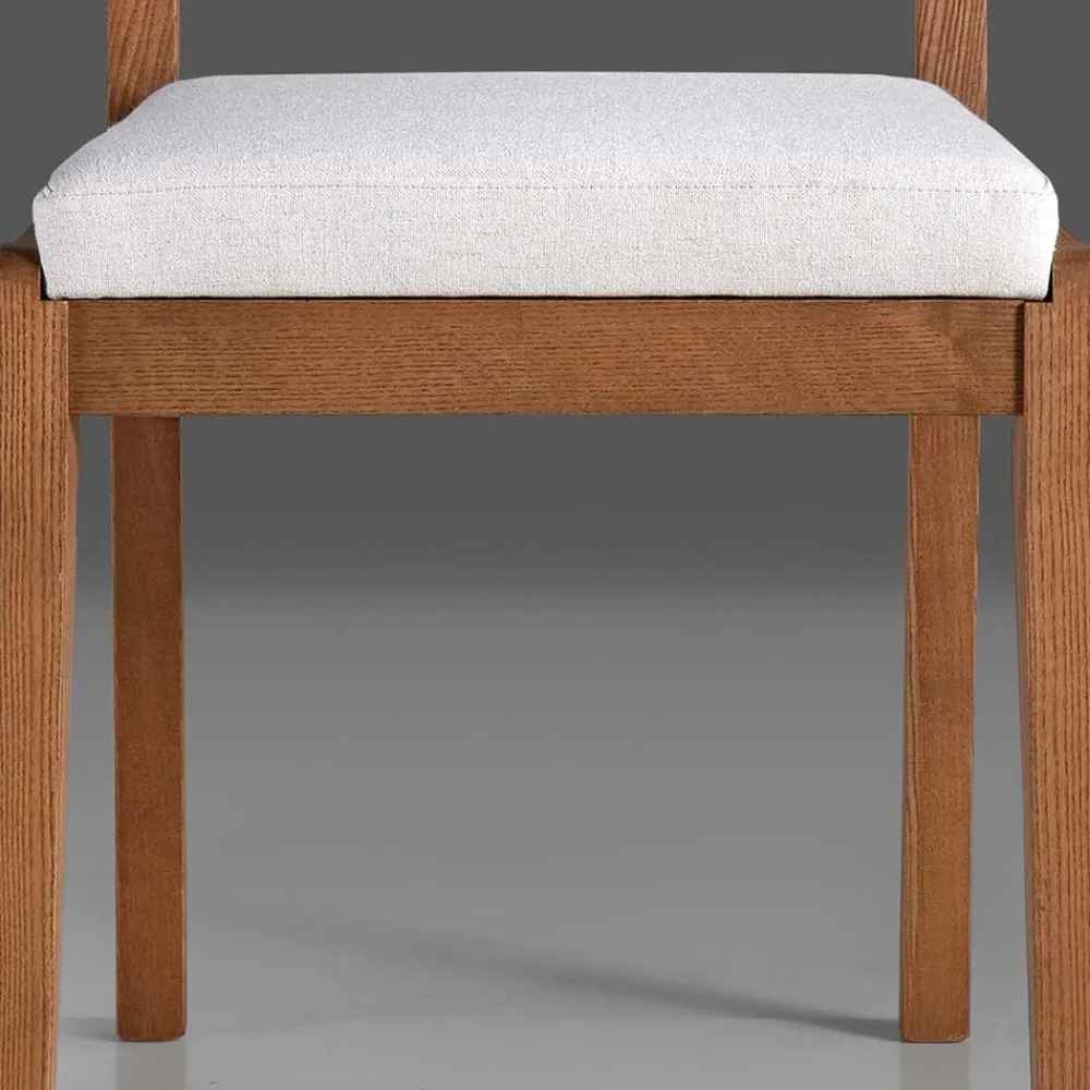 Wohnen Stühle<Holzstuhl mit Sitzpolster in Creme Stoff - Altagracia