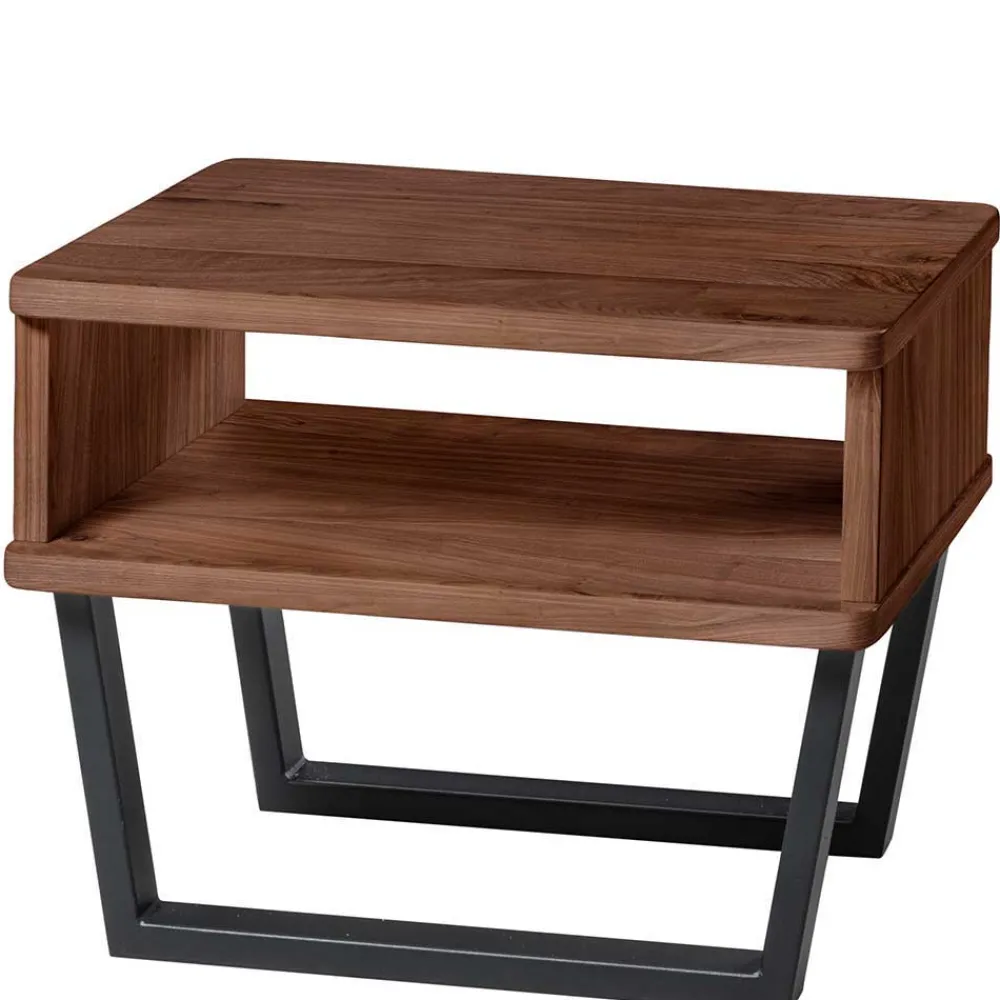 Wohnen Betten<Industrial Bett aus Nussbaum massiv - Bluesa