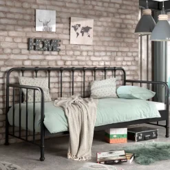 Wohnen Betten<Industrial Bett in Schwarz Metall - Gionna