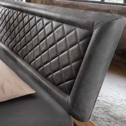 Wohnen Betten<Industrial Bett mit Recyclingleder Kopfteil - Cresp