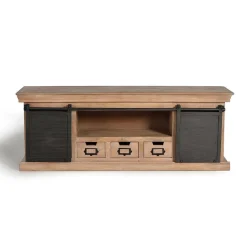 Wohnen Tv & Hifi-Möbel|Lowboards<Industrial Chic TV Kommode mit Schiebetüren - Jantonia