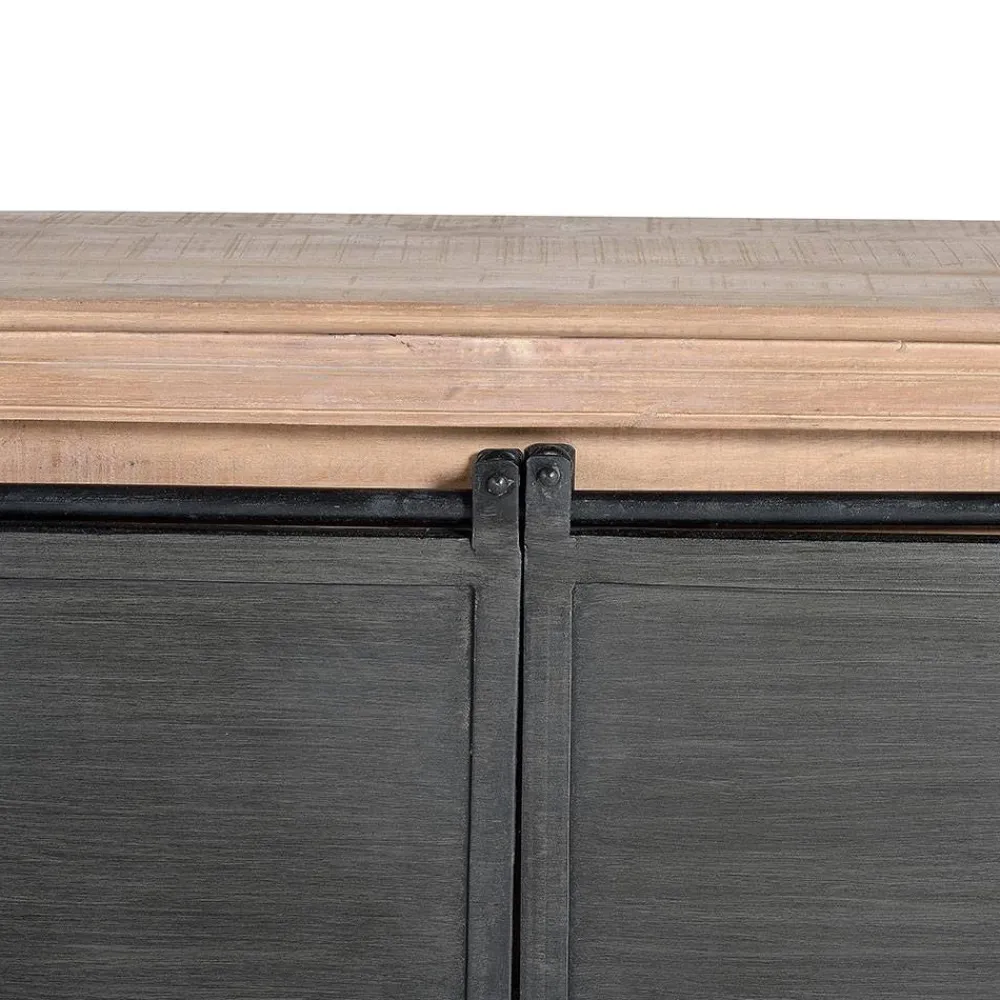 Wohnen Tv & Hifi-Möbel|Lowboards<Industrial Chic TV Kommode mit Schiebetüren - Jantonia
