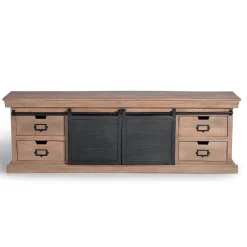 Wohnen Tv & Hifi-Möbel|Lowboards<Industrial Chic TV Lowboard mit Schiebetüren - Jantonia