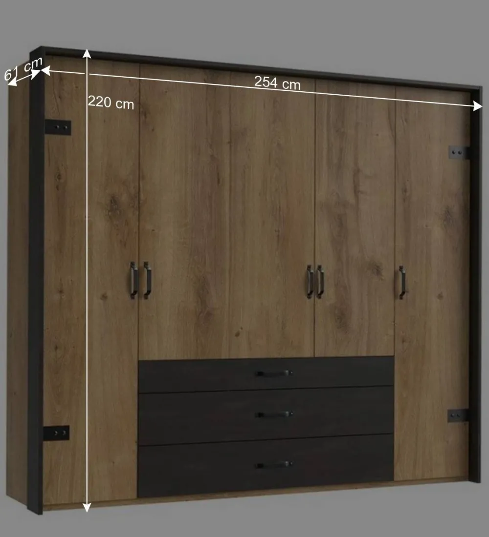 Wohnen Kleiderschränke|Schränke<Industrial Schlafzimmerschrank mit fünf Türen - Bram
