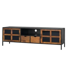 Wohnen Tv & Hifi-Möbel|Lowboards<Industrial TV Kommode mit Glastüren - Hayato