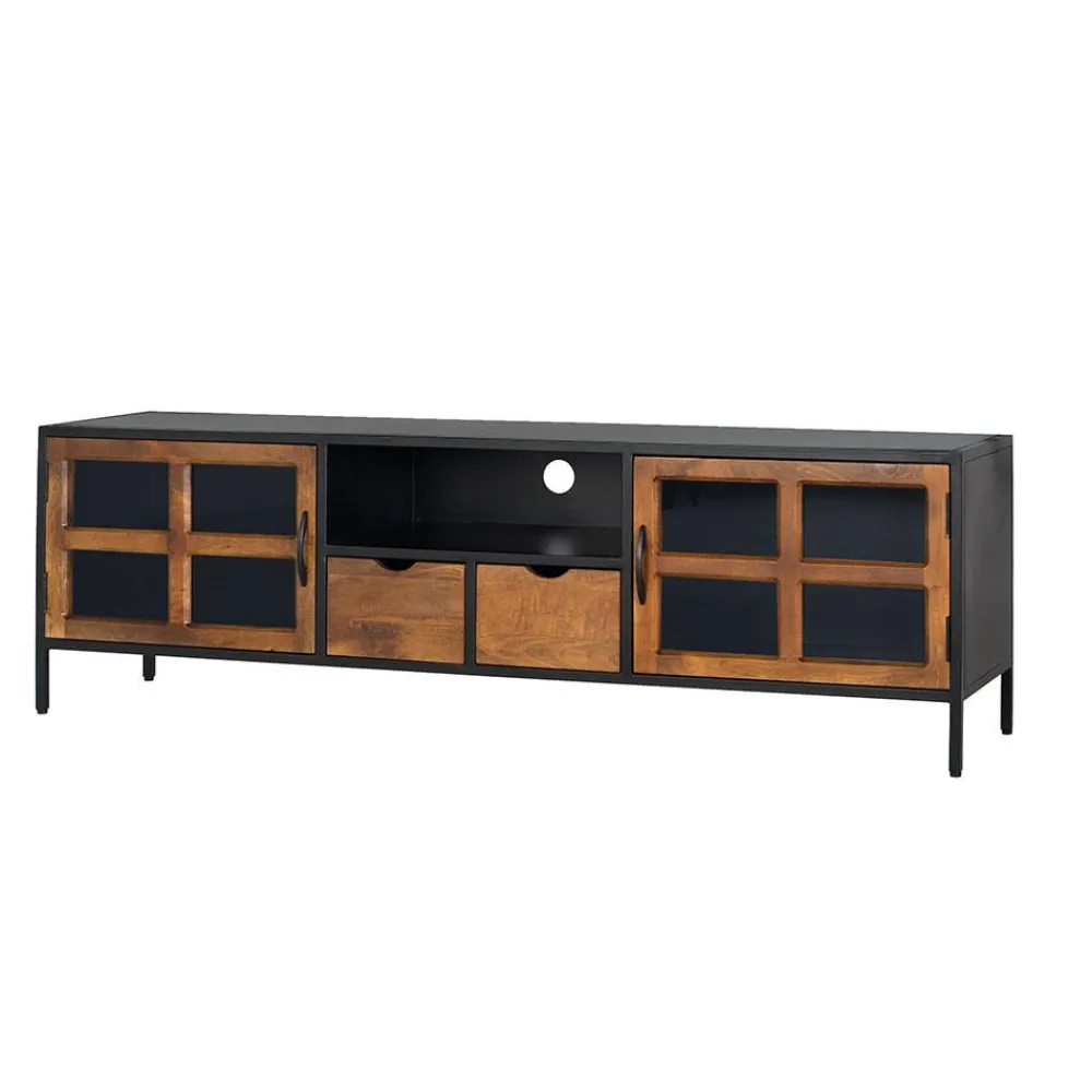 Wohnen Tv & Hifi-Möbel|Lowboards<Industrial TV Kommode mit Glastüren - Hayato