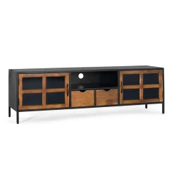 Wohnen Tv & Hifi-Möbel|Lowboards<Industrial TV Kommode mit Glastüren - Hayato