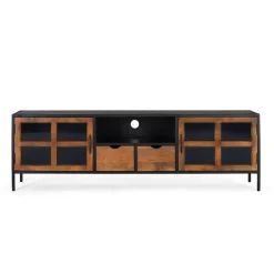 Wohnen Tv & Hifi-Möbel|Lowboards<Industrial TV Kommode mit Glastüren - Hayato