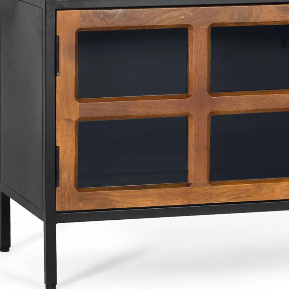 Wohnen Tv & Hifi-Möbel|Lowboards<Industrial TV Kommode mit Glastüren - Hayato