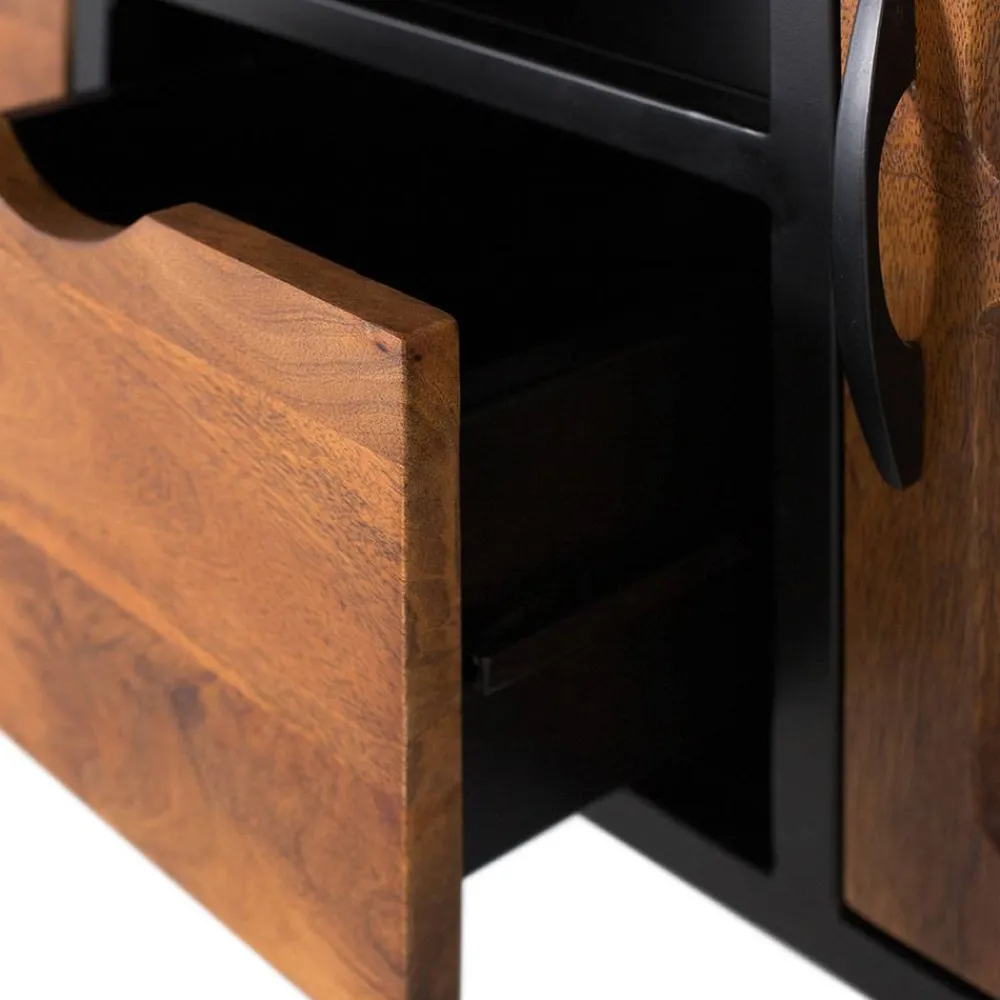 Wohnen Tv & Hifi-Möbel|Lowboards<Industrial TV Kommode mit Glastüren - Hayato