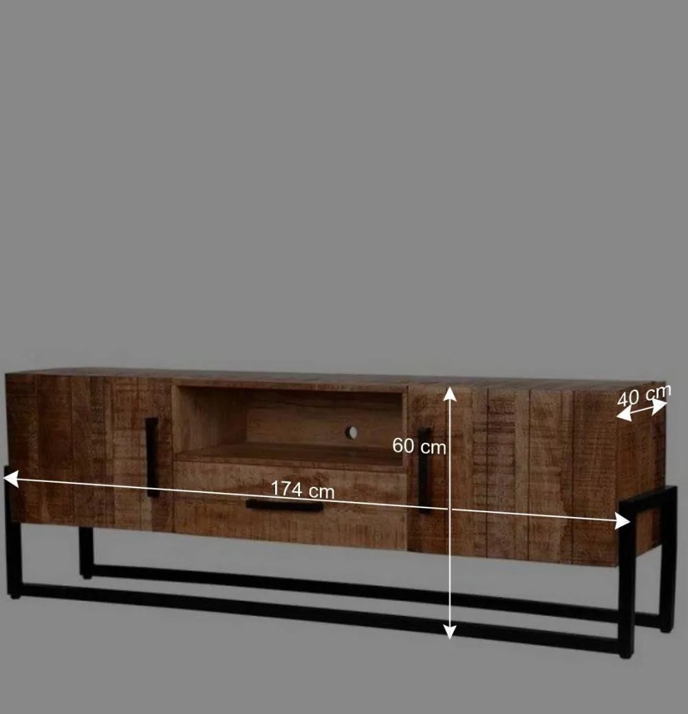 Wohnen Tv & Hifi-Möbel|Lowboards<Industrial TV Lowboard aus Mangobaum - Schanow