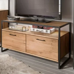 Wohnen Tv & Hifi-Möbel|Lowboards<Industrial-TV-Board aus Wildeiche Massivholz - Ingbo