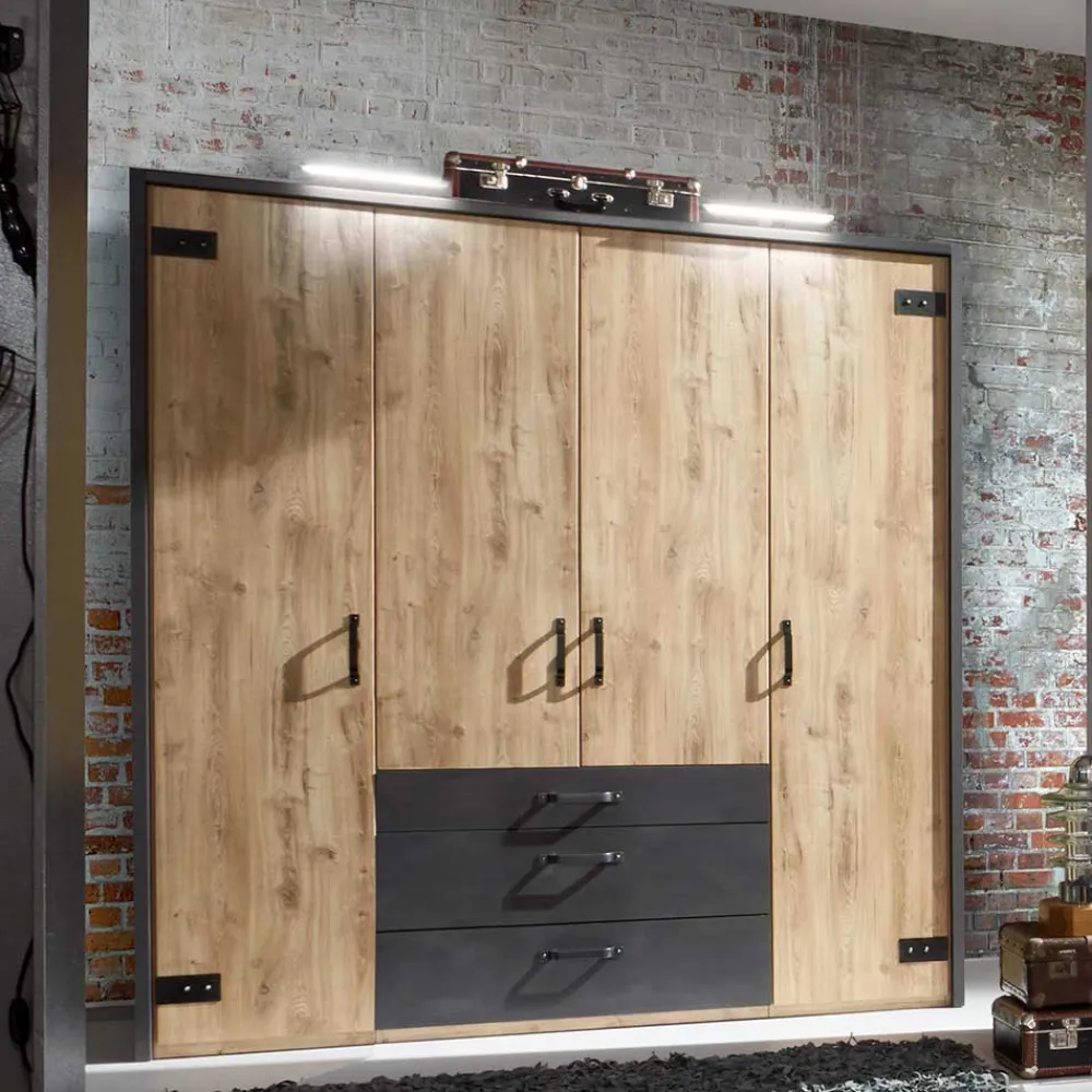 Wohnen Kleiderschränke|Schränke<Industry Kleiderschrank mit 200 cm Breite - Bram