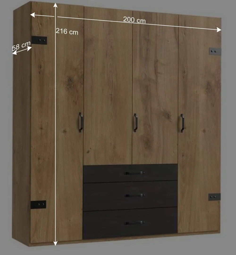 Wohnen Kleiderschränke|Schränke<Industry Kleiderschrank mit 200 cm Breite - Bram