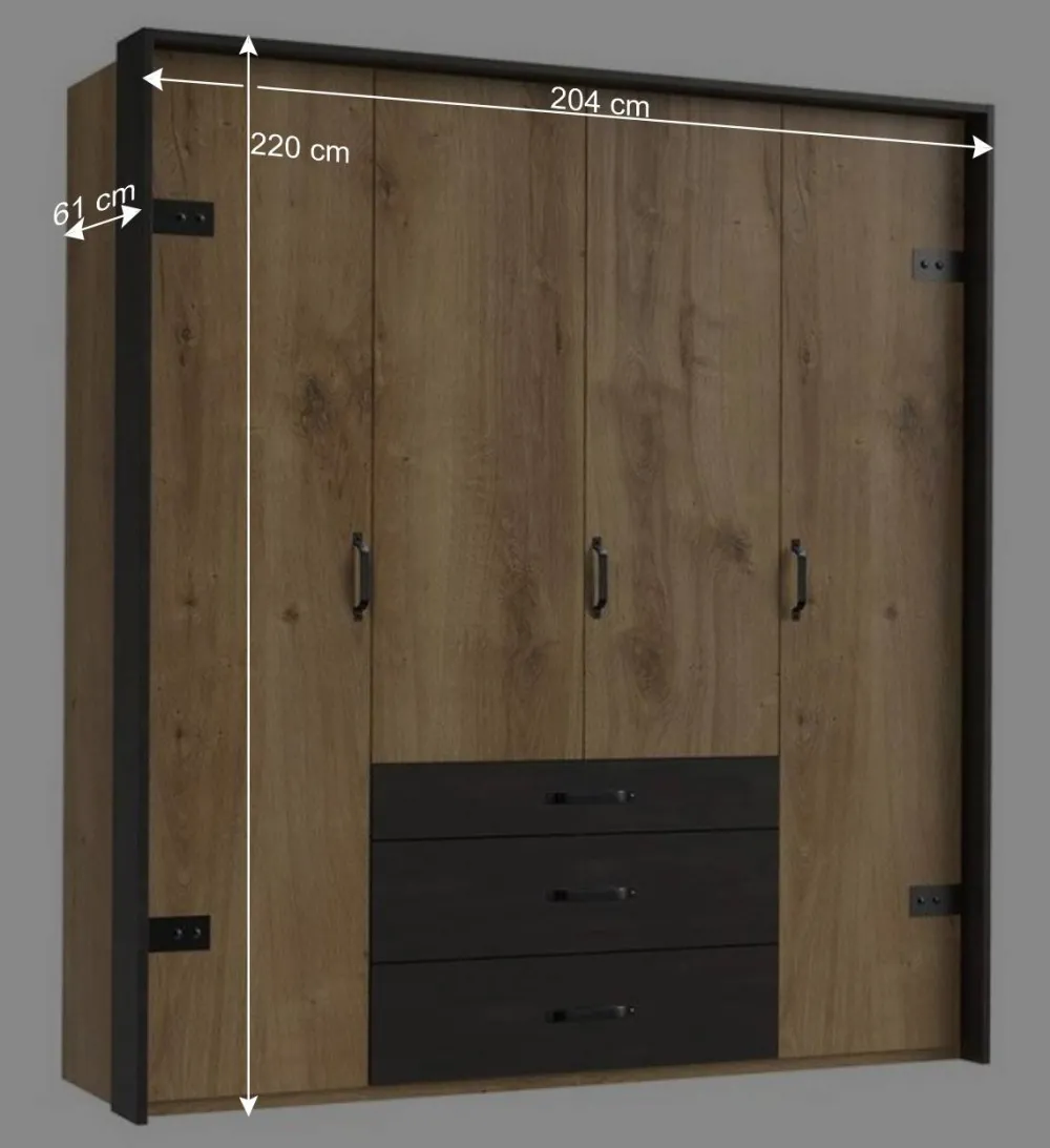 Wohnen Kleiderschränke|Schränke<Industry Kleiderschrank mit 200 cm Breite - Bram