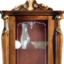 Wohnen Vitrinen|Schränke<Italienische Vitrine in Nussbaum & Gold & Rot - Carlenna I