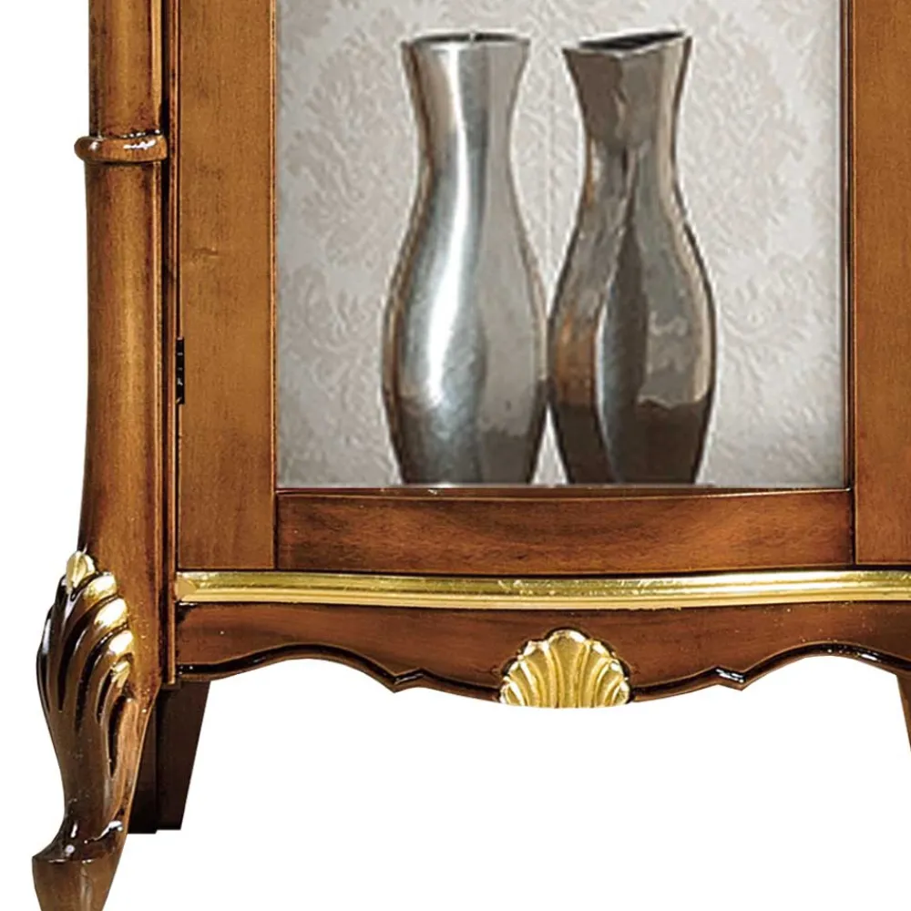 Wohnen Schränke<Italienischer Vitrinenschrank in Nussbaum & Gold - Carlenna