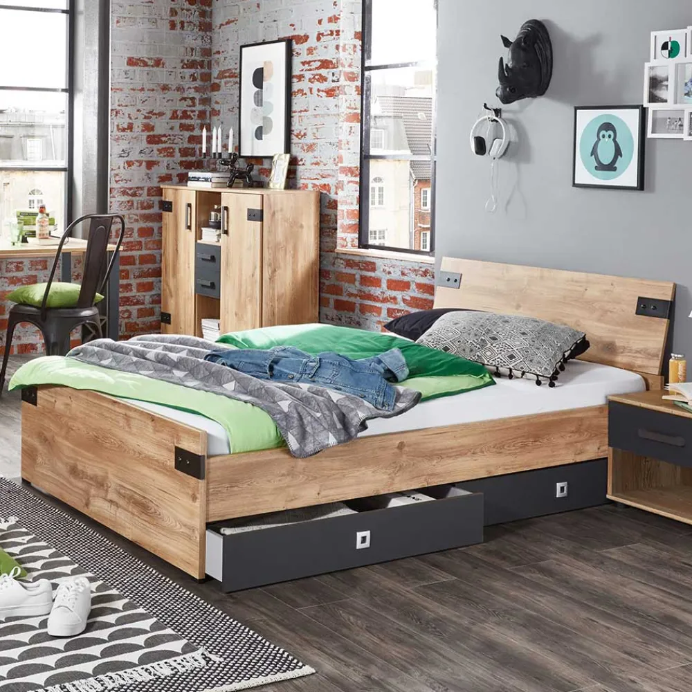 Wohnen Betten<Jugendbett in Plankeneiche NB - Uletria