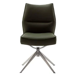 Wohnen Stühle<Küchenstuhl aus Leder und Edelstahl - Simael (2er Set)