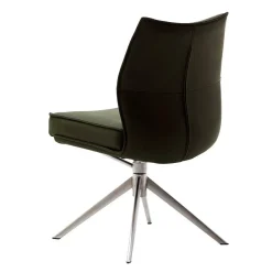 Wohnen Stühle<Küchenstuhl aus Leder und Edelstahl - Simael (2er Set)